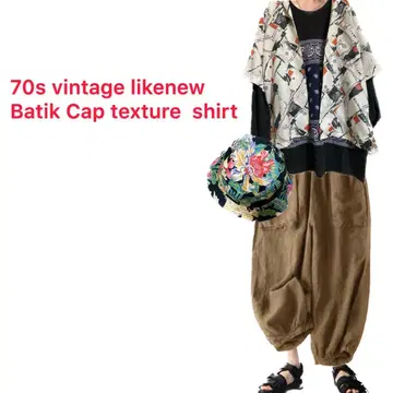 70년대 새상품급 Batik Cap texture shirt