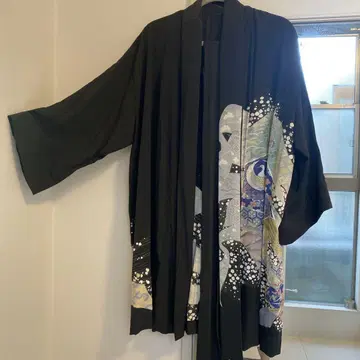 자수 블랙 일본 의류 코트