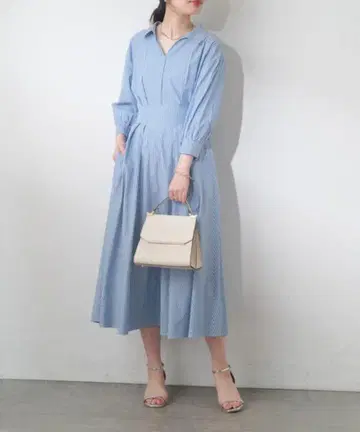 스키퍼 카라 7부 소매 원피스