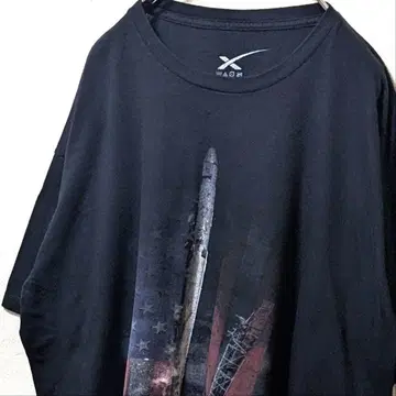 스페이스 X 빅 로고 티셔츠 블랙 검정 XL 구제 의류