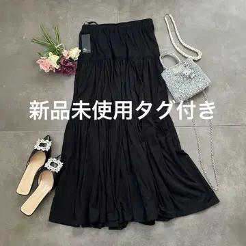 미사용 새상품 택 포함 2L 빅 사이즈 롱 스커트 코튼 면 블랙