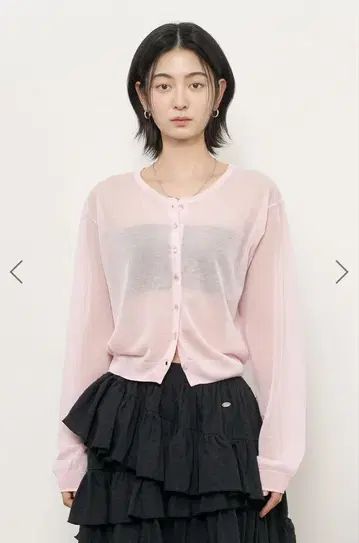 WOMAN 라운드넥 시스루 가디건