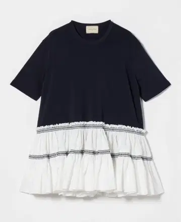UNITED ARROWS 엠블로 티어드 콤비 숏 슬리브 니트