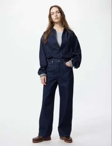 유니클로 와이드 스트레이트 청바지 W28 71cm NAVY