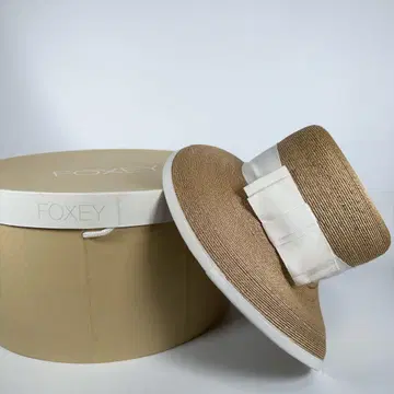FOXEY 폭시 리본 밀짚모자 스트로우 햇 모자 박스 포함 화이트