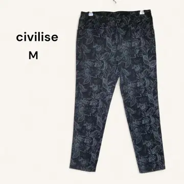 civilise 팬츠 앵클 기장 슬림 자카드 직물 올 패턴 블랙 M