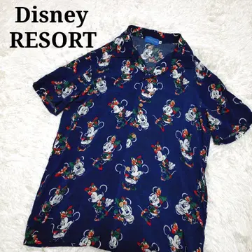 DisneyRESORT 디즈니 리조트 미니 알로하 셔츠 네이비 M