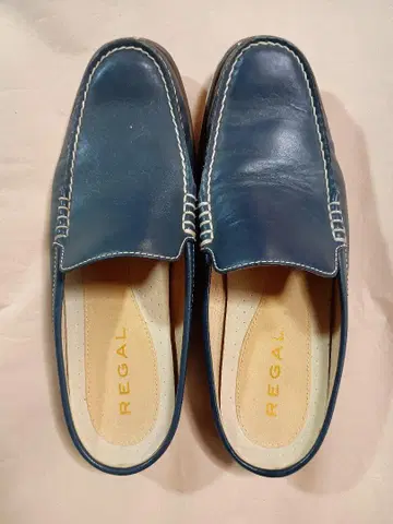 REGAL 리걸 천연 가죽 네이비 슬립온 25cm