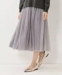 블루 그레이 튤 레이스 스커트