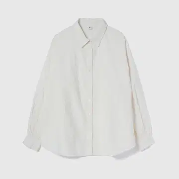 ECO FABRIC 깅엄 체크 루즈 셔츠 화이트 프리 사이즈