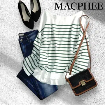 MACPHEE 맥피 코튼 보더 보트넥 티셔츠 긴팔