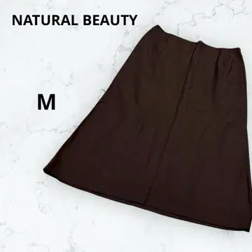 내추럴 뷰티/스커트/미디 기장/무지 심플 모직 100% 브라운 M