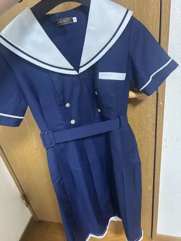 칼리지 스타일 세일러 카라 플리츠 원피스 S 사이즈