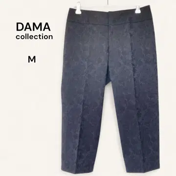 DAMA collection 크롭 팬츠 자카드 직물 꽃무늬 블랙 M
