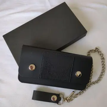 50duppies 블랙 가죽 지갑 체인