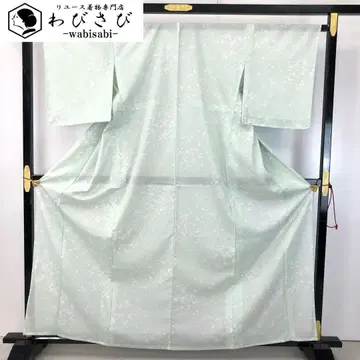 여름 기모노 코몬 명주 꽃 무늬 연한 연두색 교육용 실 K-4510