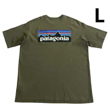 FA22 Patagonia 티셔츠 L 올리브 빅 로고 백 프린트