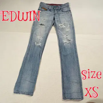 EDWIN 데미지 진 팬츠 라이트 블루 XS 에드윈