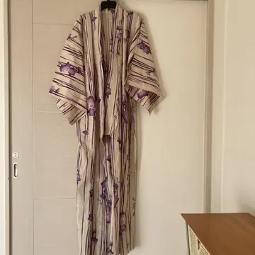 보라색 꽃무늬 유카타 단품
