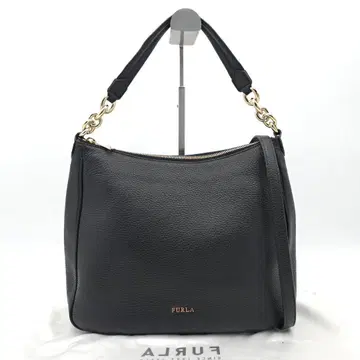 미사용급 FURLA 훌라 2WAY 핸드백 숄더 블랙 가죽
