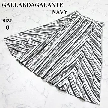 GALLARDAGALANTE NAVY / 플레어 스커트 스트라이프 기하학
