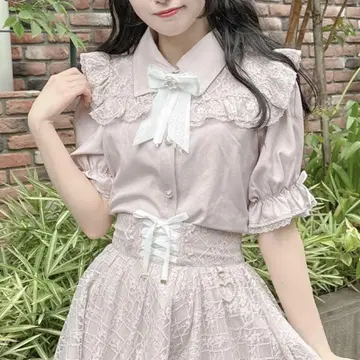 ROJITA 레이스 절개 블라우스 핑크