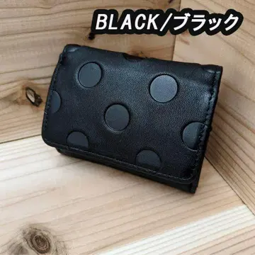 새상품 블랙 검정 도트 무늬 컴팩트 접이식 지갑 도트 무늬 소가죽 주케로