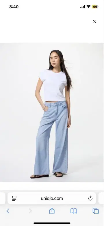 유니클로 드레이프 와이드 플레어 청바지 24 (61cm) 라이트 블루