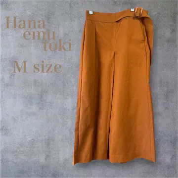 S033 hana emu toki 팬츠 M 오렌지 와이드 가우초