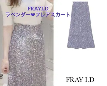 새상품급 FRAY I.D 바이아스 내로우 플라워 스커트 라벤더 컬러