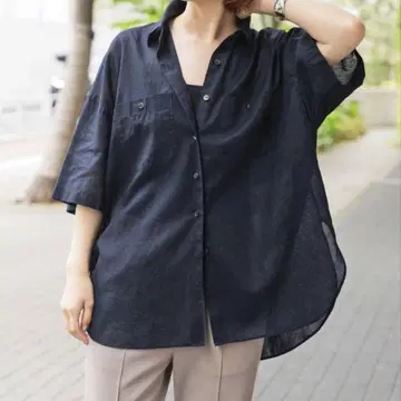 spick&span 스픽 앤 스팬 코튼 린넨 하프 슬리브 셔츠