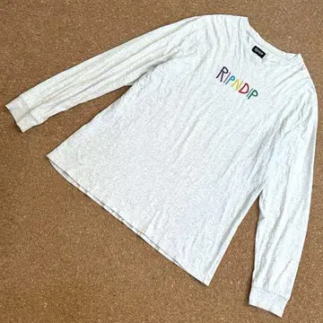 RIPNDIP 티셔츠 롱 T 긴팔 자수 그레이 XL 큰 사이즈