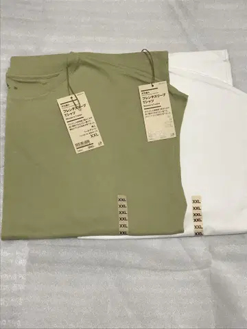 새상품 MUJI 2XL 천축 편 프렌치 슬리브 티셔츠