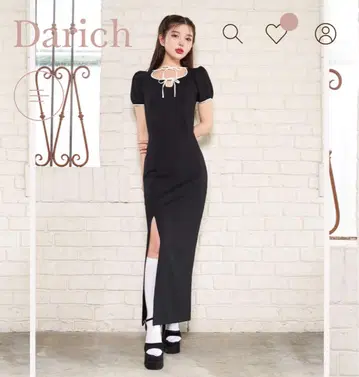 다리치 더블 리본 파이핑 롱 원피스