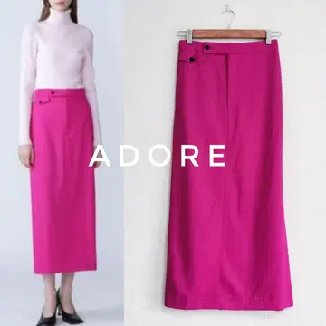 새상품급 ADORE 하이 트위스트 트윌 스커트 핑크 36