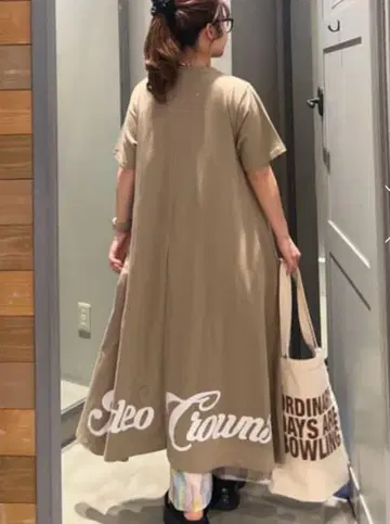 로데오 크라운 V넥 스크립트 로고 맥시 원피스 롱 원피스