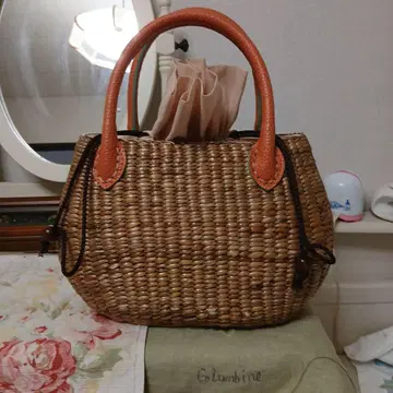 브라운 바스켓백 오렌지 핸들