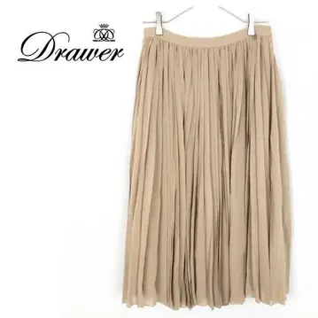 드로어 Drawer 롱 플리츠 스커트 베이지 시어 스커트