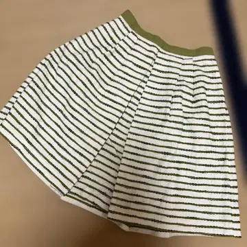 새상품급 로베르토 콜리나 플레어 스커트 화이트 그린 스트라이프