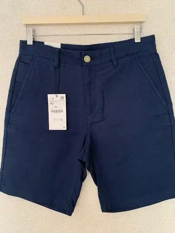 새상품 자라 버뮤다 팬츠 네이비 40 린넨 혼방
