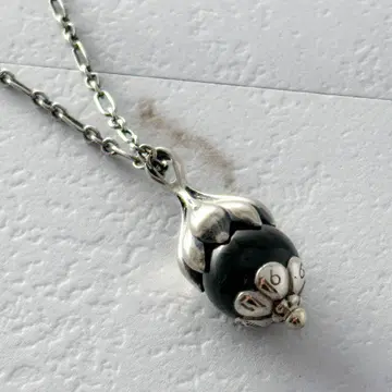 GEORG JENSEN 1991 오닉스 로즈 힙 실버 목걸이