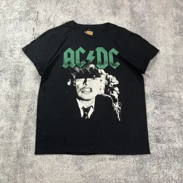 AC/DC 밴드 티셔츠 블랙 포토 프린트 L 밴 티 셔츠