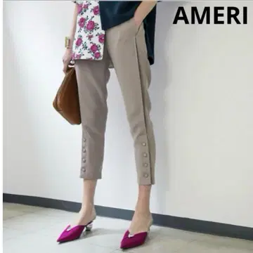 AMERI 아메리 사이드 슬릿 버튼 팬츠 베이지 S 사이즈 슬랙스