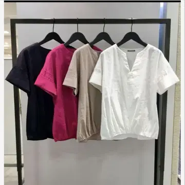 띠어리 린넨 혼합 블라우스 새상품급 네이비