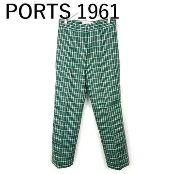 PORTS 1961 팬츠 체크 테이퍼드 그린 계열