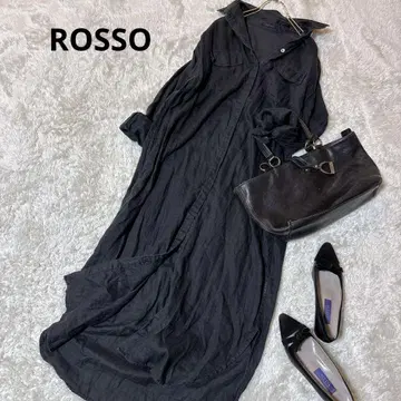 어반 리서치 ROSSO 린넨 100% 블랙 롱 셔츠 원피스