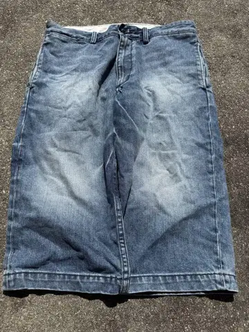 데님 숏 팬츠 라이트 블루 와이드 레그 jorts