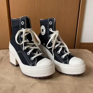 컨버스 하이컷 힐 스니커즈 블랙 한국 통굽 22.5cm