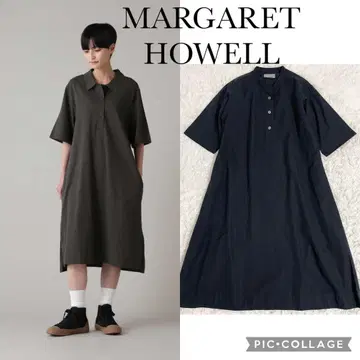 마가렛호웰 코튼 린넨 포플린 셔츠 원피스 블랙 프리
