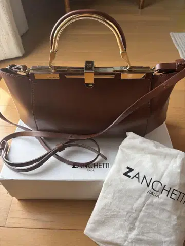 ZANCHETTI 브라운 가죽 숄더백